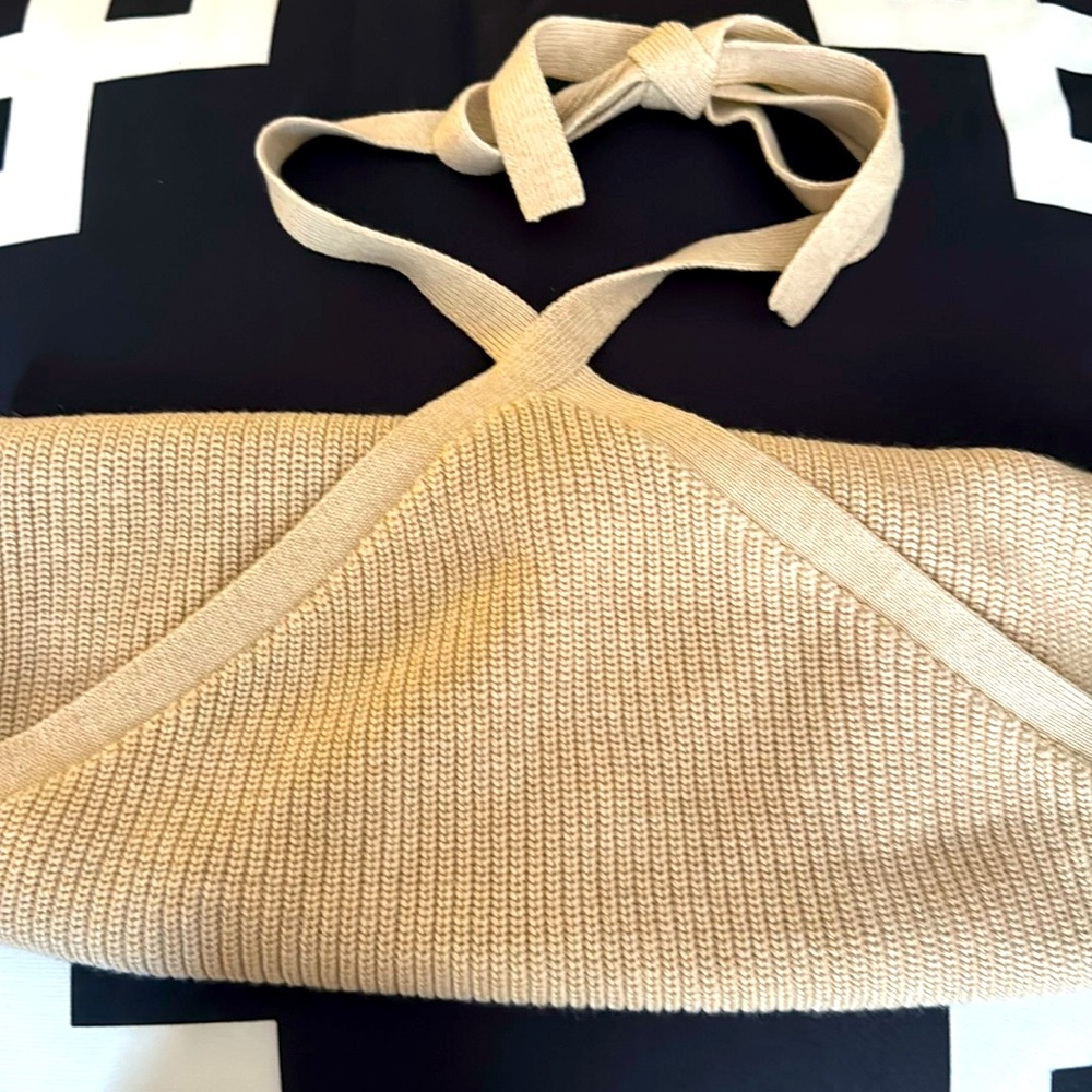 J. Crew Cream Tie neck halter sweater XL New W/tags